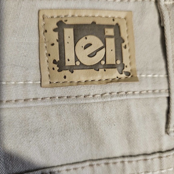 LEI Jeans Juniors 15 Regular Sophia Hipster Flare Ivory Stretch Logo Embroidered - Picture 4 of 12